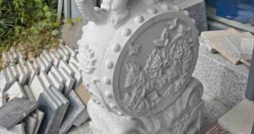 阳江芝麻白抱鼓石 庭院抱鼓石