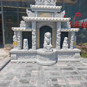 阳江芝麻白中国黑石材套墓 花岗岩墓碑