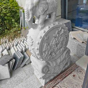 阳江芝麻白抱鼓石 庭院抱鼓石